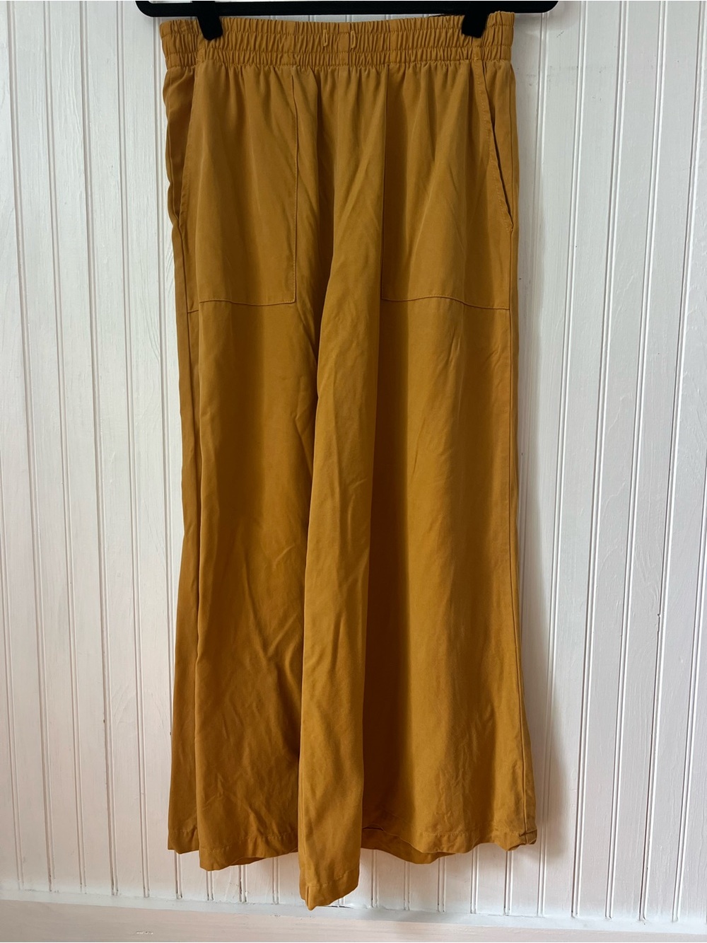 Back Beat Rags Pants Womens M Mustard Tencel Wide Leg Pull On High Rise Cropped